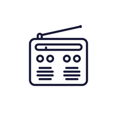 Poster - Radio icon on white, FM tuner line vector