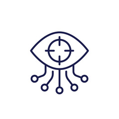 Sticker - Computer vision line icon with eye on white