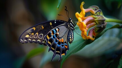 Wall Mural - The sight of a butterfly emerging from its cocoon, unfurling its wings for the first time, is a breathtaking moment of natural wonder.