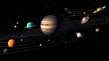 the solar system is constantly in motion, with planets orbiting the sun and moons orbiting their res