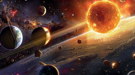 Wall Mural - The solar system is just one of billions in the universe, each with its own unique characteristics and mysteries.