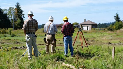 Canvas Print - The survey team conducts boundary surveys to establish property lines and resolve disputes.