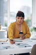 © HockleyM1/peopleimages.com - Pen, paperwork and woman in office with coffee, administration and planning for report. Checking, research and consultant at desk with drink, documents and review for growth, development and ideas
