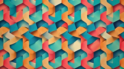 Wall Mural - The use of tessellation in geometric patterns, where shapes fit together without gaps, creates a seamless and continuous visual effect.