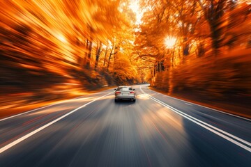 Wall Mural - Autumn Sunset on a Country Road