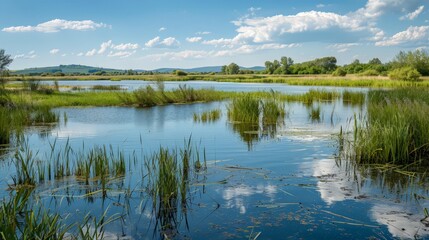 Canvas Print - Wetlands, often overlooked, are crucial for filtering pollutants, providing wildlife habitats, and protecting against floods.