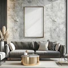 Canvas Print - An interior design featuring a marble background with a minimalist abstract wallpaper artwork being the best-seller in this setting