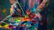 © Bipul Kumar - Vibrant Artist's Hand Painting with a Brush