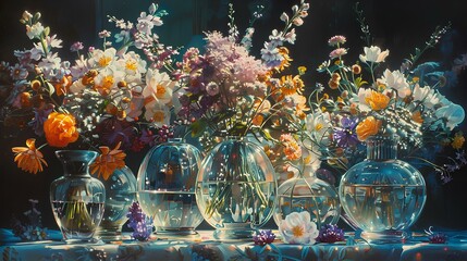 Poster - flowers in glass vase