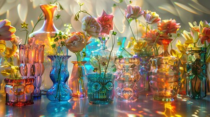 Wall Mural - flowers in glass vase