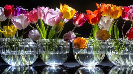 Sticker - Tulips in a clear glass vase