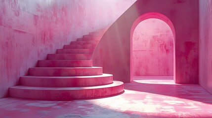 Wall Mural - Pink Concrete Stairs and Archway.