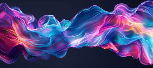 Wall Mural - Vibrant Abstract Waves in a Dark Background