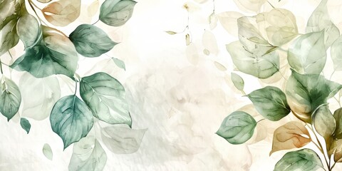 Wall Mural - Nature's Palette: Vibrant Leaf Pattern with Watercolor Effects