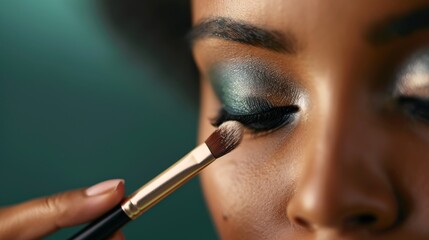 Woman Applying Makeup with Brush