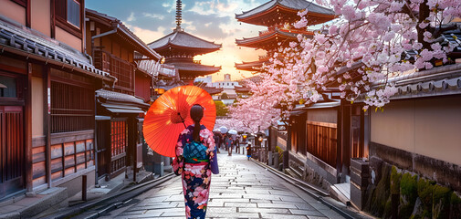 Japanese women in their kimonos dressed to celebrate their culture