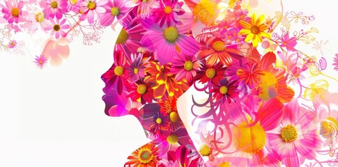 Wall Mural - Vibrant Floral Silhouette with Abstract Design