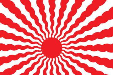 Wall Mural - Red sun with sunlight rays circle Japanese style icon vector design