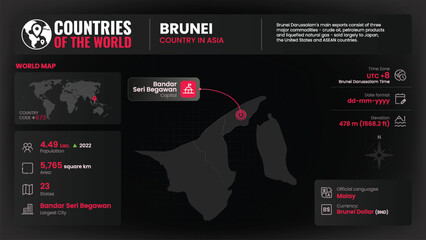 Brunei Map Detailed Insights on Geography, Population and Key Facts-Vector Design