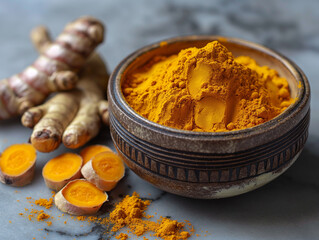 Wall Mural - turmeric powder in a bowl