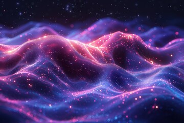 Abstract Glittering Purple and Blue Waves