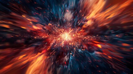 Wall Mural - abstract digital art of dark matter explosion with dynamic energy bursts, cosmic particles, and vibr