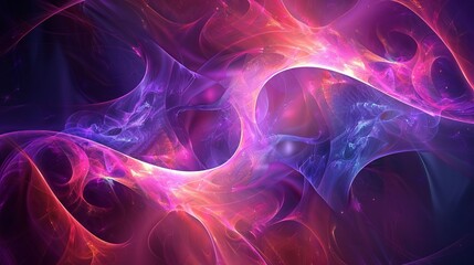 Wall Mural - abstract neon fractal wallpaper with vibrant space elements and galactic patterns in a dark cosmic b
