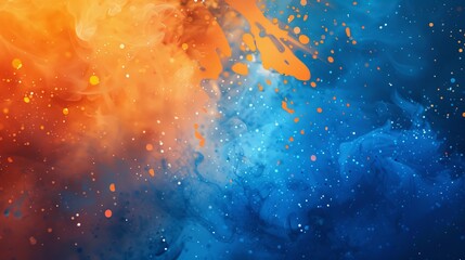 Wall Mural - abstract orange and blue splash background with copy space – dynamic and vibrant colorful texture, i
