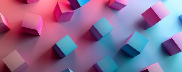 Geometric pattern with colorful cubes, abstract 3d render. Modern design and creative concept