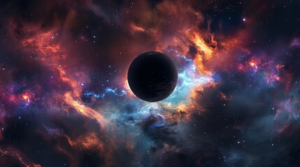 Wall Mural - stunning abstract space wallpaper featuring a black hole surrounded by a nebula, vibrant stars, and 