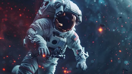 Wall Mural - space astronaut in deep space performing spacewalk with stunning cosmic art background, featuring sc
