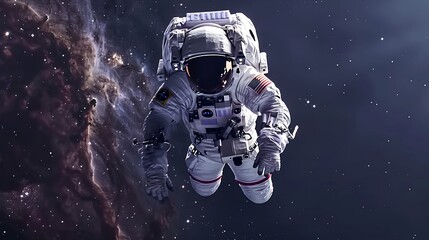 Wall Mural - space astronaut in deep space performing spacewalk with stunning cosmic art background, featuring sc