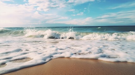 Wall Mural - Peaceful ocean waves on the sandy beach.