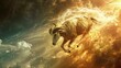 © Fay Melronna  - Fantastical image of a glowing ram leaping through vibrant clouds, depicting a surreal and celestial scene full of energy and light.