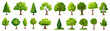 © LOVE VECTOR - Set of cartoon trees isolated on a white background. Simple, modern style illustration of cute green plants and forest, topics on nature, healthy lifestyle. Flat style vector, nature, forest illustrat