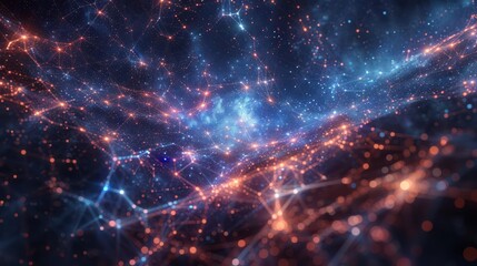 a mysterious, glowing cosmic net in deep space., image of galaxy universe space beautiful like magic