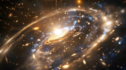 Wall Mural - a grand, mysterious gravitational lens effect on a distant galaxy., image of galaxy universe space b