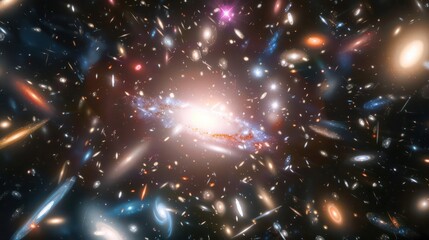 Wall Mural - a grand, mysterious gravitational lens effect on a distant galaxy., image of galaxy universe space b