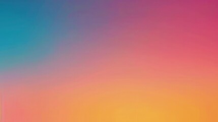 Wall Mural - A smooth gradient background transitioning from cyan to magenta to orange, with a grainy, blurred effect and fine noise for a dreamy and modern banner.