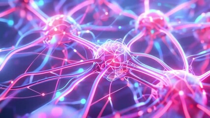 Canvas Print - An animation illustrating a high-quality neon AI neural network.