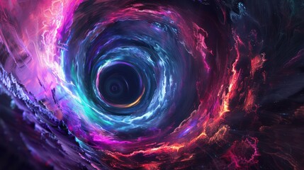 Wall Mural - a mysterious, glowing wormhole with vibrant colors., image of galaxy universe space beautiful like m