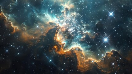 Wall Mural - a star-forming region with bright, newborn stars and cosmic dust clouds., image of galaxy universe s