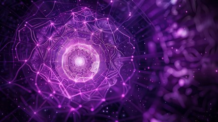 Canvas Print - space purple sacred geometry vortex background - abstract line art with circles & hexagons