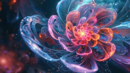 Wall Mural - a stunning cosmic blossom with vibrant, unusual shapes., image of galaxy universe space beautiful li