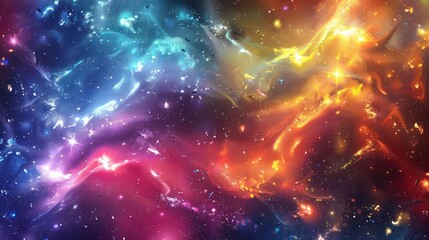 Wall Mural - a stunning cosmic cascade of bright, colorful particles., image of galaxy universe space beautiful l
