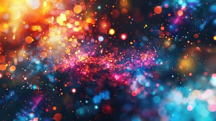 Wall Mural - a stunning cosmic cascade of bright, colorful particles., image of galaxy universe space beautiful l