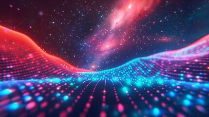 Wall Mural - retro futurism style space illustration, abstract cosmic mosaic background with geometric patterns a