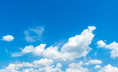 blue sky with white fluffy clouds. nature landscape. cumulus cloud. sunny summer day. good weather. 