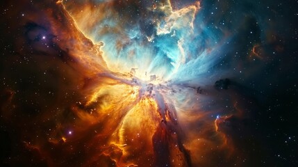 Wall Mural - spectacular space nebula with brilliant colors and galactic clouds - detailed deep space scene ideal