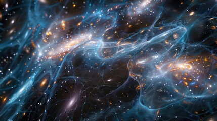 Wall Mural - a stunning cosmic web of interconnected galaxies and dark matter.